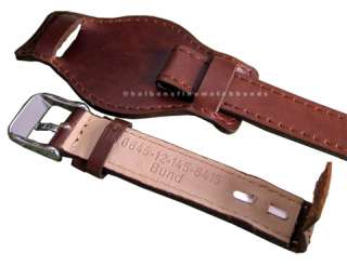 14mm Bund Brown Oil Leather German Military Watch Strap