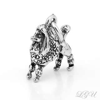 NEW STERLING SILVER 925 POODLE DOG 3D CHARM/PENDANT  