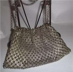 Stunning Solid Silver Metal Beaded Evening Hand Bag Signed SG  