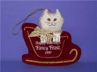 1997 Fancy Feast Ornament Cat In Christmas Sled  