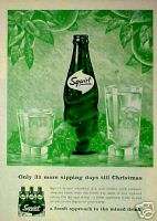 1964 Squirt Soda Pop Bottle Carton Christmas Art AD  