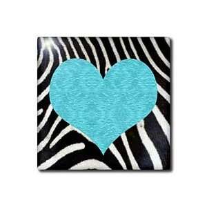  Punk Rockabilly Zebra Animal Stripe Blue Heart Print   12 