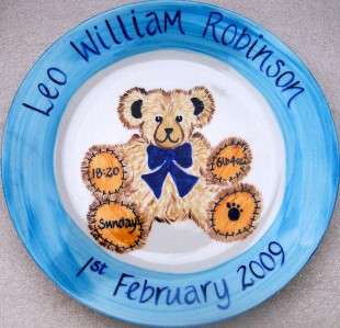 Personalised Painted Gift Plate Baby Birth Christening  