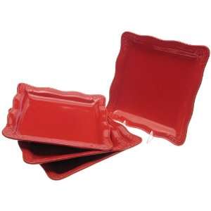  Red 10 1/2 Inch Square Dinner Plate, Set of 4