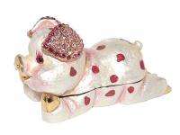 Swarovski Crystal Enamel Pink Pig Jewelry Trinket Box  