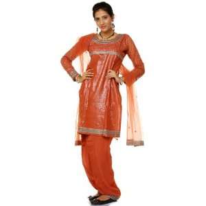  Aragon Brown Shimmer Salwar Kameez Suit with Sequins and 