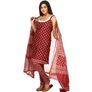   Chanderi Choodidaar Salwar Kameez Suit   Cotton Silk: Everything Else