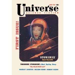  Vintage Art Universe Science Fiction Rocket Girl   01968 