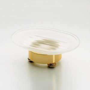   by Nameeks 92114M Frozen Glass Soap Dish with Stand in Gold Baby