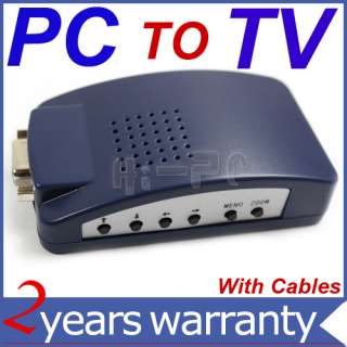 New PC VGA to AV TV RCA S Video Converter Box Adapter Dark Blue  