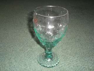 WINE thick GLASS GOBLET HOBNAIL aqua tinted large  