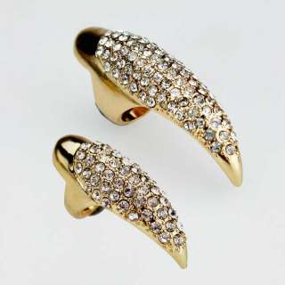 1pc antique punk gold nail rings crystal vintage fashion claw rings 