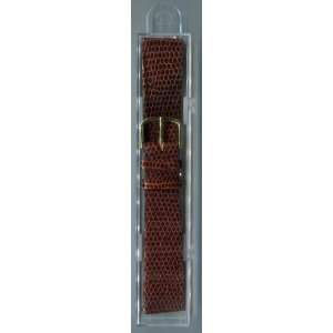   Leather, Lizard patterned 19 mm Long Watch Band 