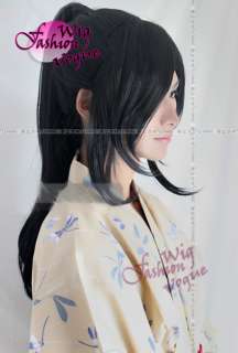 Long Straight Cosplay Black Wig + Ponytail  