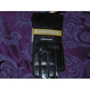   Isotoner Leather Gloves ~ Thinsulate Lined ~ Black 