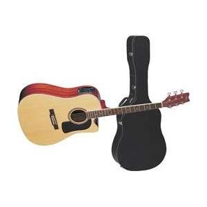  Washburn D10SCE Dreadnought Cutaway Acoustic Electric Blk with case 