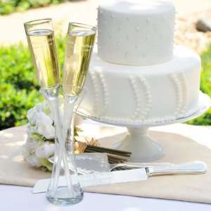 Wedding Favors Toasting Champagne Flutes in a Vase and Cake Server Set