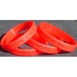   100 Red HURRICANE KATRINA RELIEF Bracelets Wristbands 